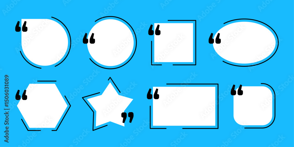 Poster double comma frame set blank template design. creative quotation frames with comma vector geometric 