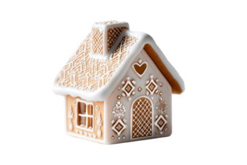 Decorative gingerbread house with intricate icing design
