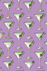 Martinis Cocktail Cosmopolitan Olive Celebration Print Design in Vector