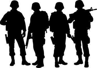 American Army Veterans Soldier Silhouette Bundle