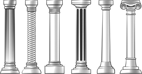 Antique columns engraving