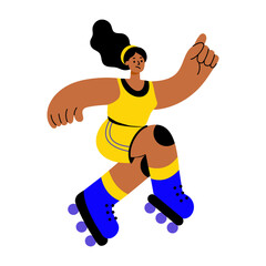 A flat style illustration showing a person skating