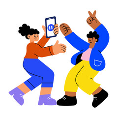 A flat style illustration showing two persons dancing