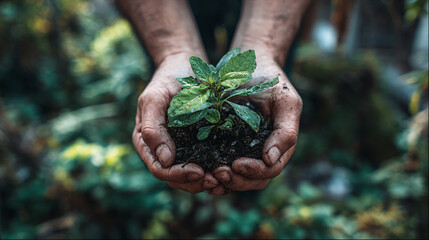plant in hands
