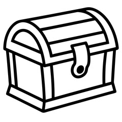 Treasure chest line art icon on white background.