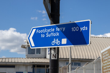 Obraz premium Direction sign for the foot ferry between Harwich and Felixstowe, United Kingdom