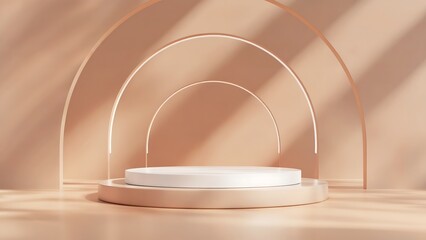 Modern 3D Round Podium with Soft Shadows and Minimalist Background