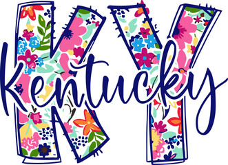 Kentucky shirt design SVG, Trendy Kentucky  SVG, KY Spring Summer Floral SVG