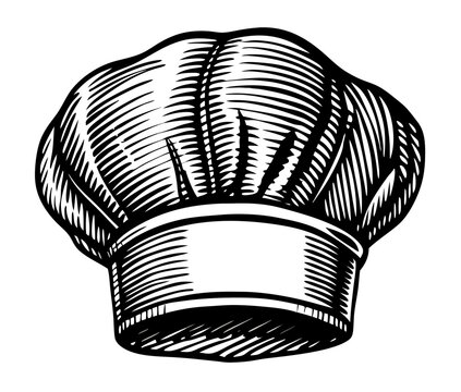 Engraved Chef Hat Illustration: Culinary Headwear