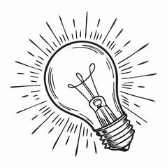 Hand-drawn Lightbulb Idea Sketch, Vintage Style