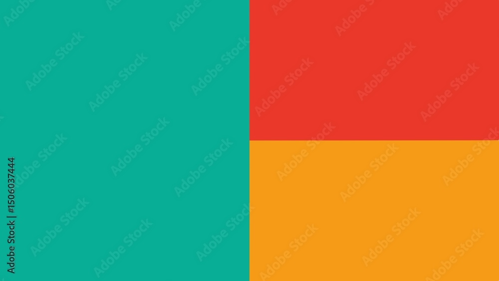 Aufkleber abstract color block composition featuring teal red and orange background design