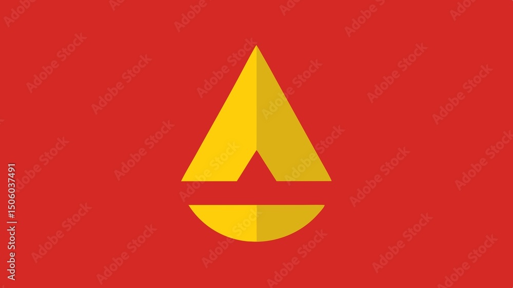 Aufkleber abstract geometric design on red background featuring a triangle and semicircle