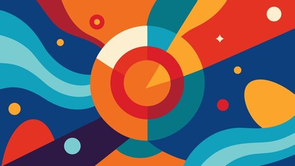 Obraz premium Abstract illustration with colorful waves and circle designs in a vibrant background