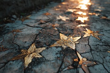 Wooden stars resting on cracked earth, symbolizing resilience and hope – perfect for editorial pieces, conceptual designs, or themes of survival, growth, and transformation