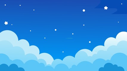 Fototapeta premium Beautiful night sky illustration featuring clouds stars and a deep blue background