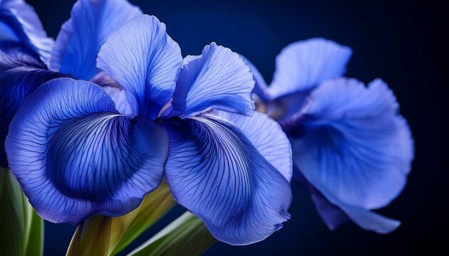 vibrant blue iris flower with delicate petals showcasing intricate patterns