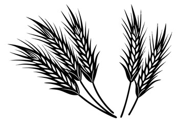 Black and White Wheat Stalks Illustration