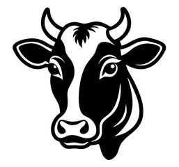 Black and White Cow Head Illustration