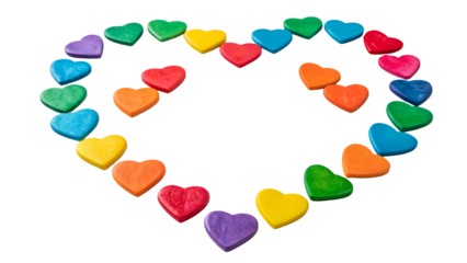 Colorful Hearts Isolated on Transparent Background 