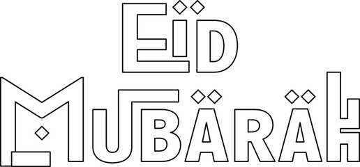 Elegant Eid Mubarak Line Art Design – Minimalist Arabic Typography for Islamic Holiday