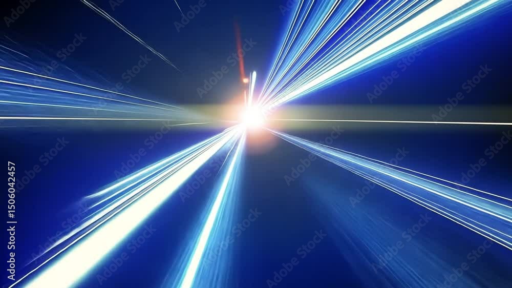 Poster dynamic blue light beams vibrant rays of energy and motion creating abstract sense of speed and exci