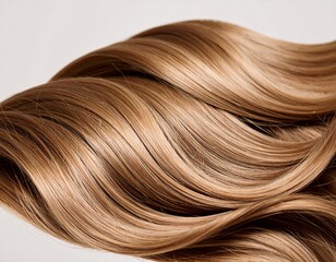 Fototapeta premium Close-up of silky light brown hair with soft waves