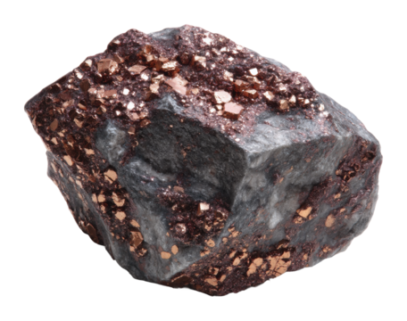 Exploring the unique properties of copper ore minerals scientific study laboratory view isolated on transparent background