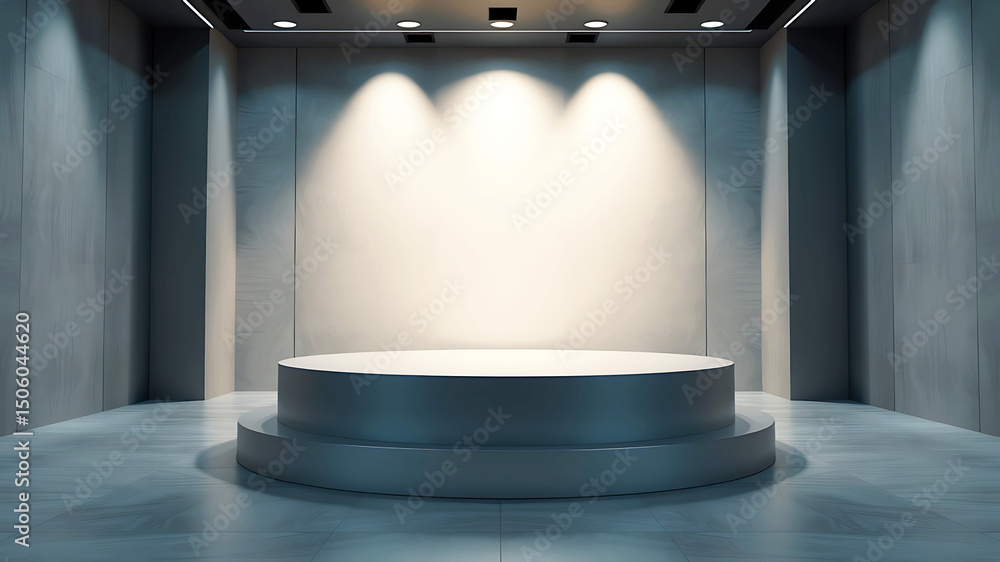 Poster modern minimalist empty product display platform in a studio setting