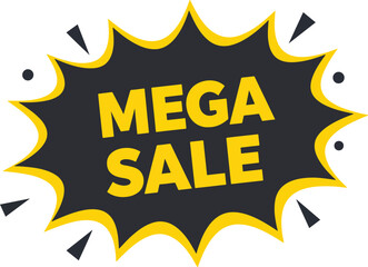 explosion shape mega sale button with solid color design