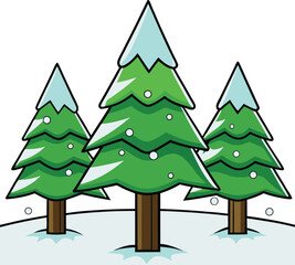 Cartoon Pine Trees Covered in Snow  Winter Forest Illustration vector illustration of a christmas tree new 2025 trendy unique