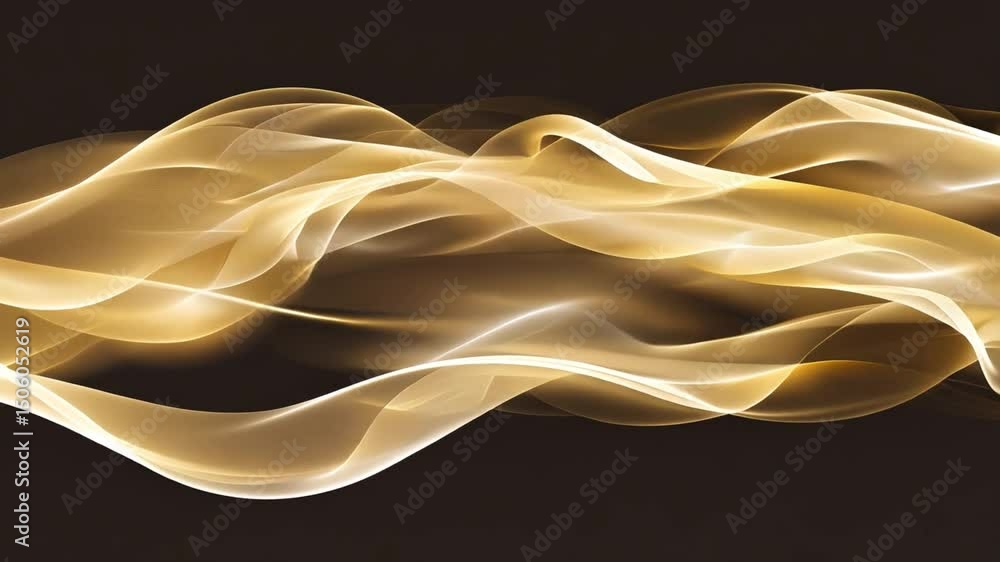 Poster abstract golden waves mesmerizing flow of movement and elegance against dark background, evoking tra
