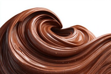 Swirls of rich chocolate cream on white background