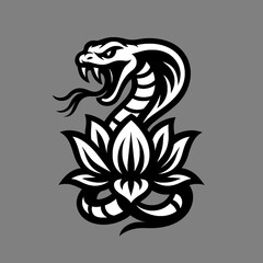 Vector Illustration of a Snake Rising from a Lotus Flower