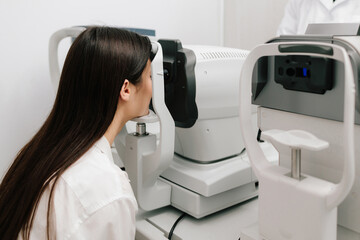 Autorefractor measures refractive errors, helping determine prescriptions for glasses or contact...