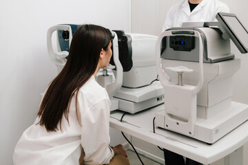 Autorefractor measures refractive errors, helping determine prescriptions for glasses or contact...