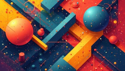 Intricate geometric shapes with bold lines and contrasting colors, style, intricate, wallpaper