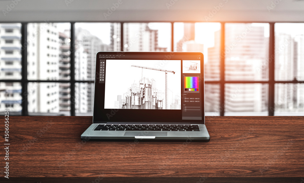 Poster architectural design modish software application for architect business and professional designer