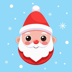 Cute Cartoon Santa Claus Head Christmas Festive Illustration