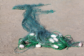 Fishing Nets Without Catch on Beach Sand – Marine Landscape