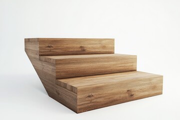 Light brown wooden steps, 3 tiers, simple, studio shot