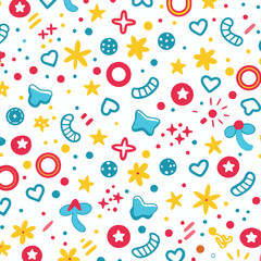 Playful, colorful abstract shapes pattern