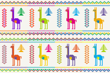 Ethnic peruvian pattern with llamas.eps