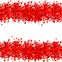 Border made of hearts in shades of red