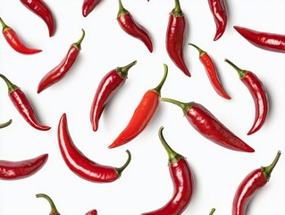 Red Chili Pepper Pattern Flatlay Photography Composition, Spicy Food Concept Chili Peppers, Food Photography, Flatlay