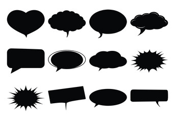 Speech bubbles. Speak bubble text set cartoon chatting box, message box. Dialog box on white background