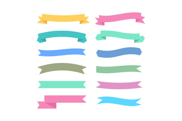 Colorful Ribbon Banner Set – Flat Vector Decorative Labels