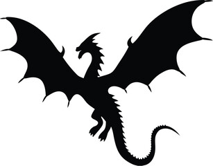 Fototapeta premium Minimalist Dragon Silhouette – Black and White High-Contrast Vector Art