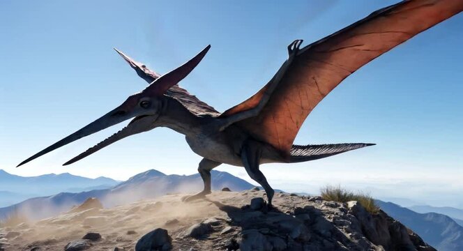 Pterodactylus en una cima de la monta&ntilde;a 