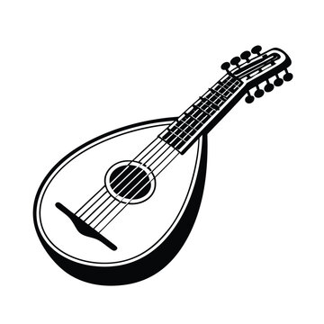 black and white mandolin musical instrument clip art preview