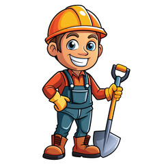 Cartoon Construction Worker with Shovel (1)